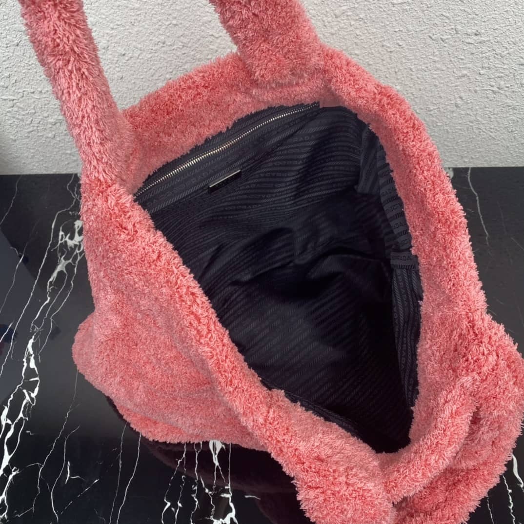 Pra*a Raffia Tote Dupe Shearling Tote Shoulder Bag
