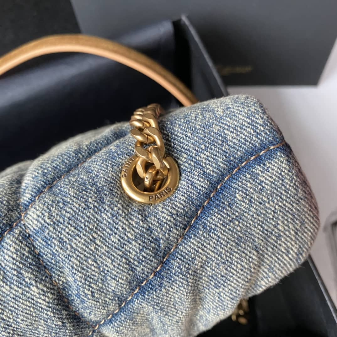 Sa1nt Lau*nt Loulou Denim Shoulder Bag