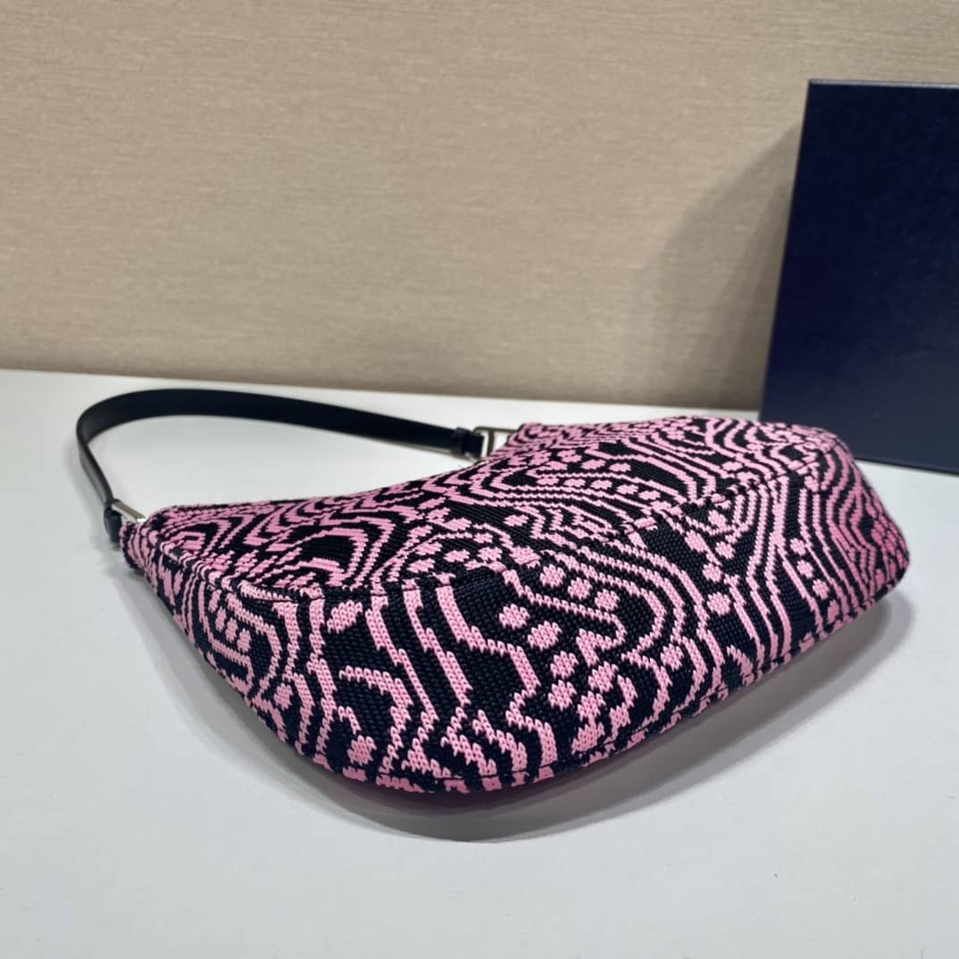 Pra*a Cleo Bag Dupe Jacquard Knit And Leather Replica Bag