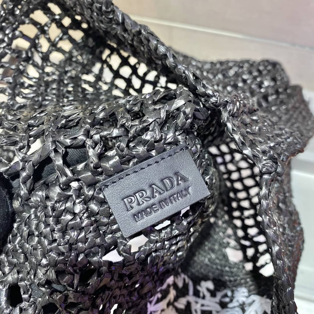 Replica Pra*as Raffia Leather Replica Tote