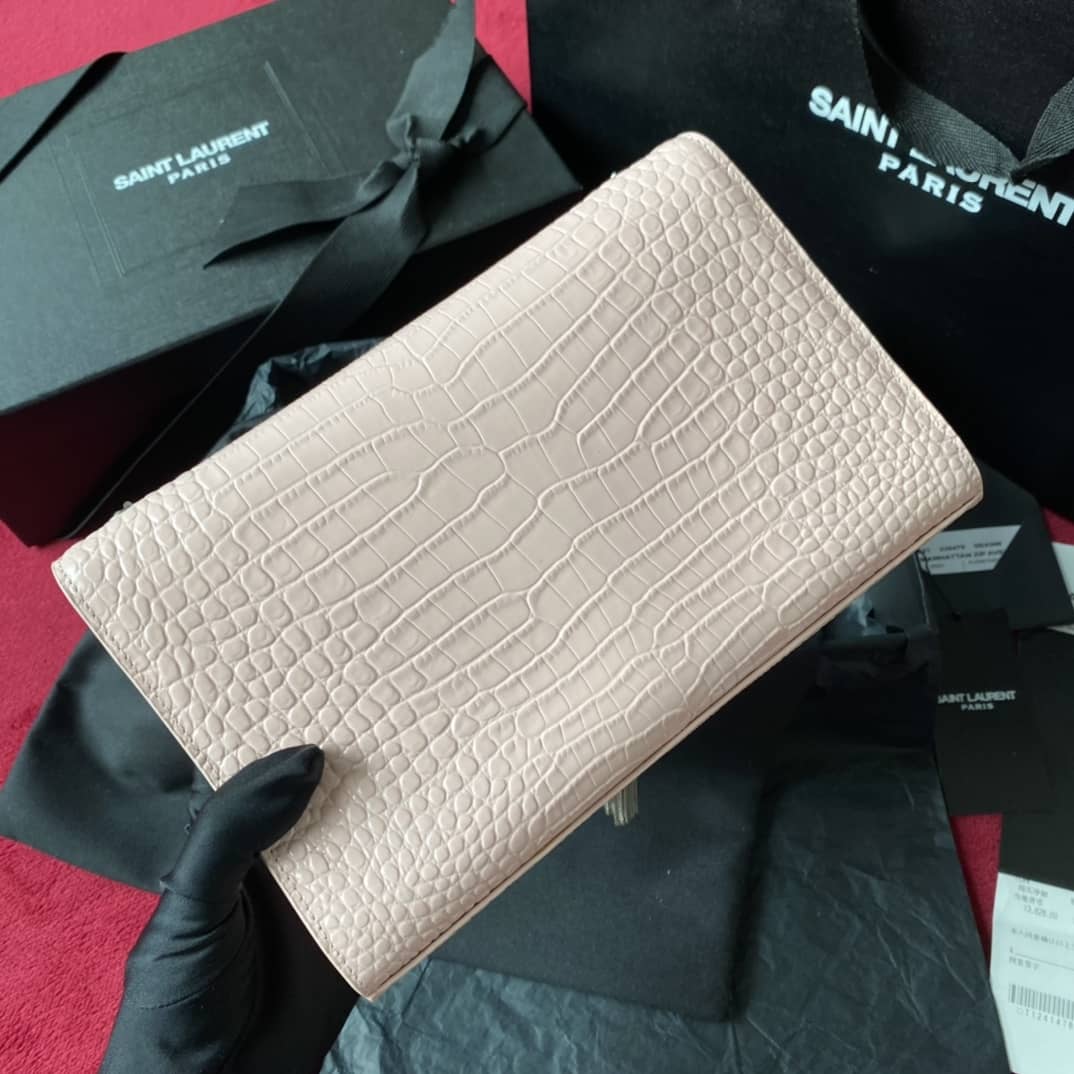 Y51 Monogram Kate Tassel Embossed Crocodile Shiny Leather Cohotbag