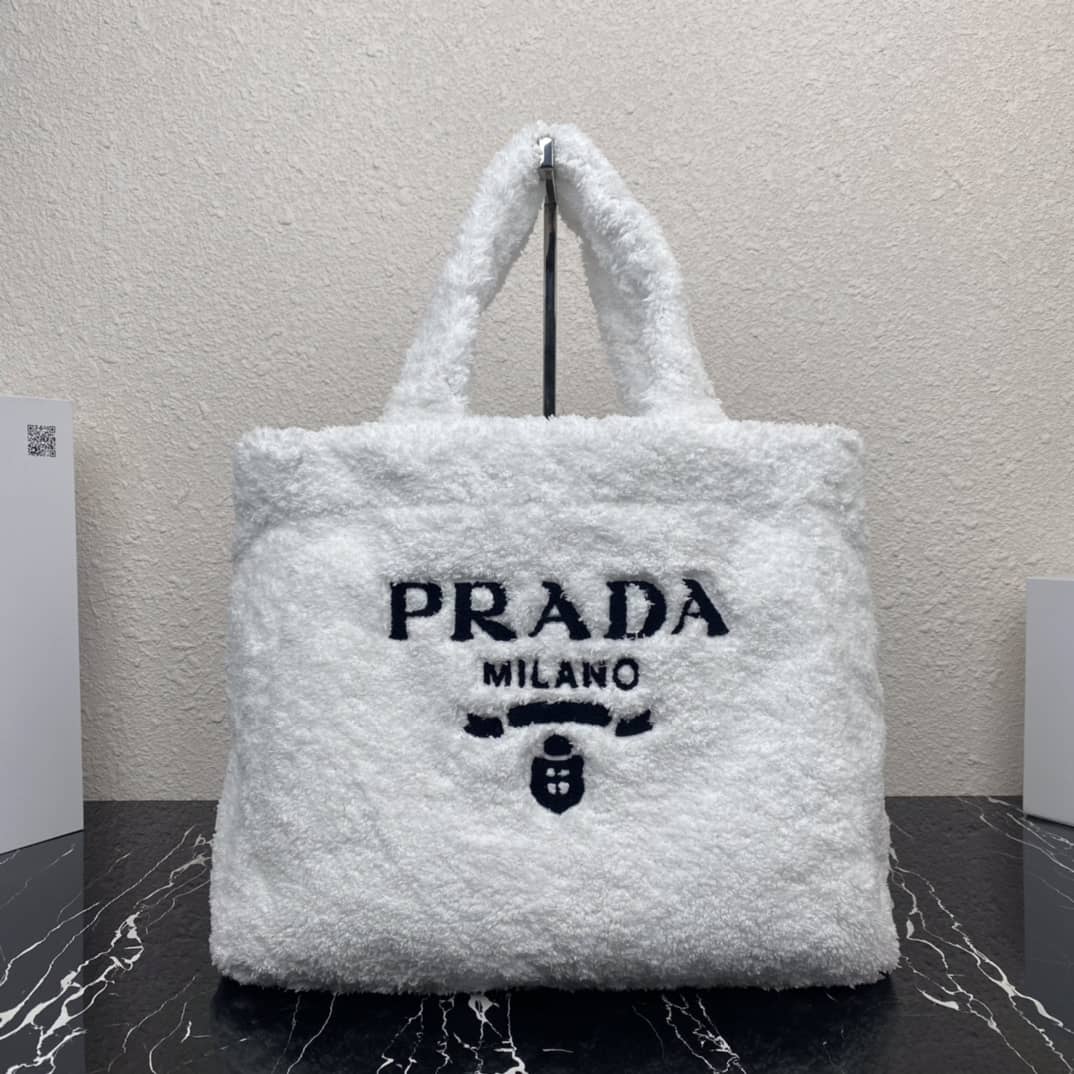Pra*a Shearling Tote Shoulder Bag
