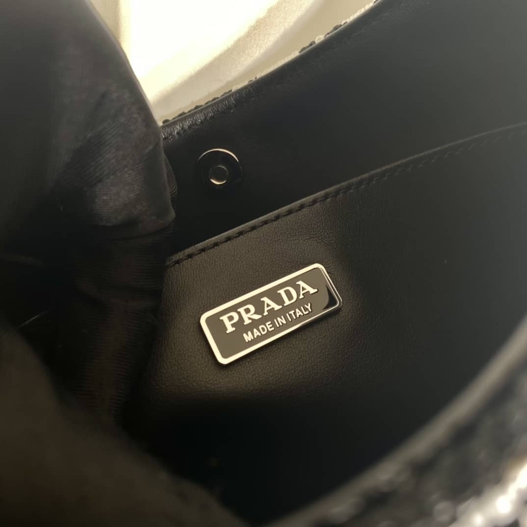 Pra*a Cleo Bag Dupe Jacquard Knit And Leather Replica Bag