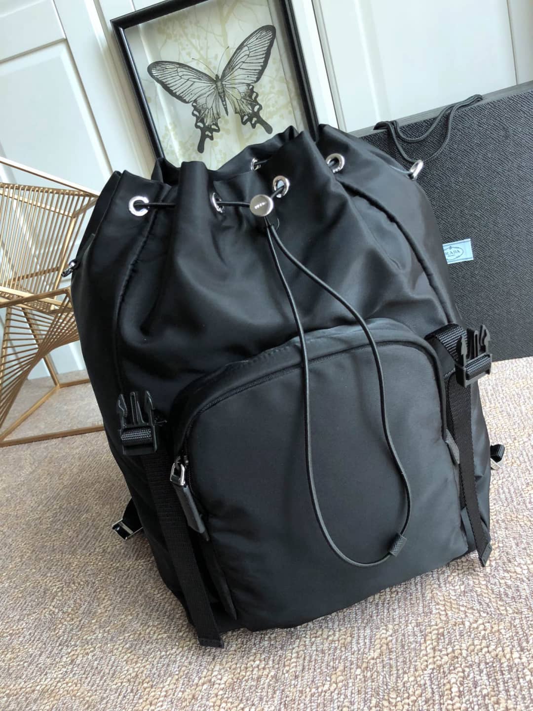 Pra*a Backpack Dupe Nylon Leather Replica