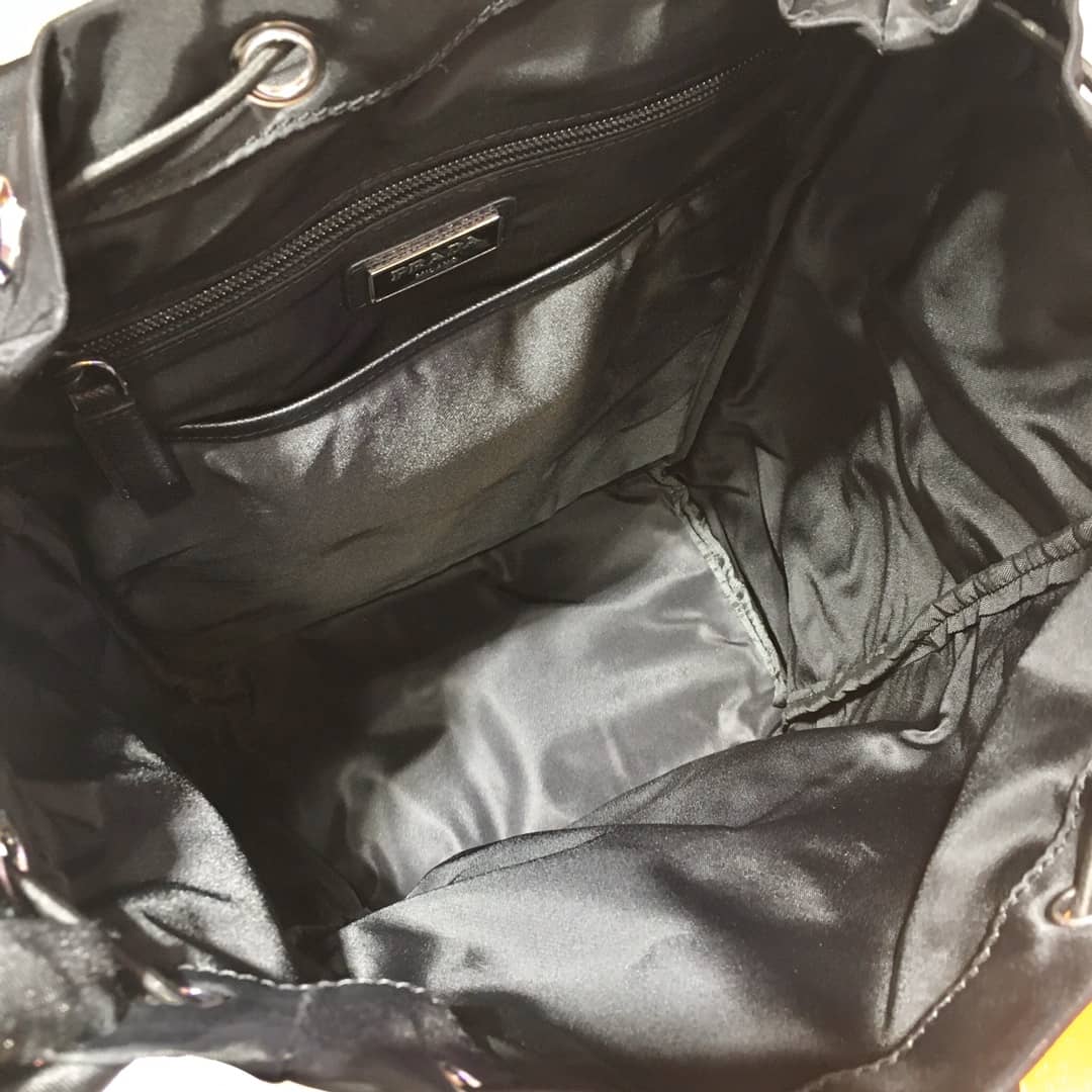 Pra*a Backpack Dupe Black Nylon Saffiano Leather