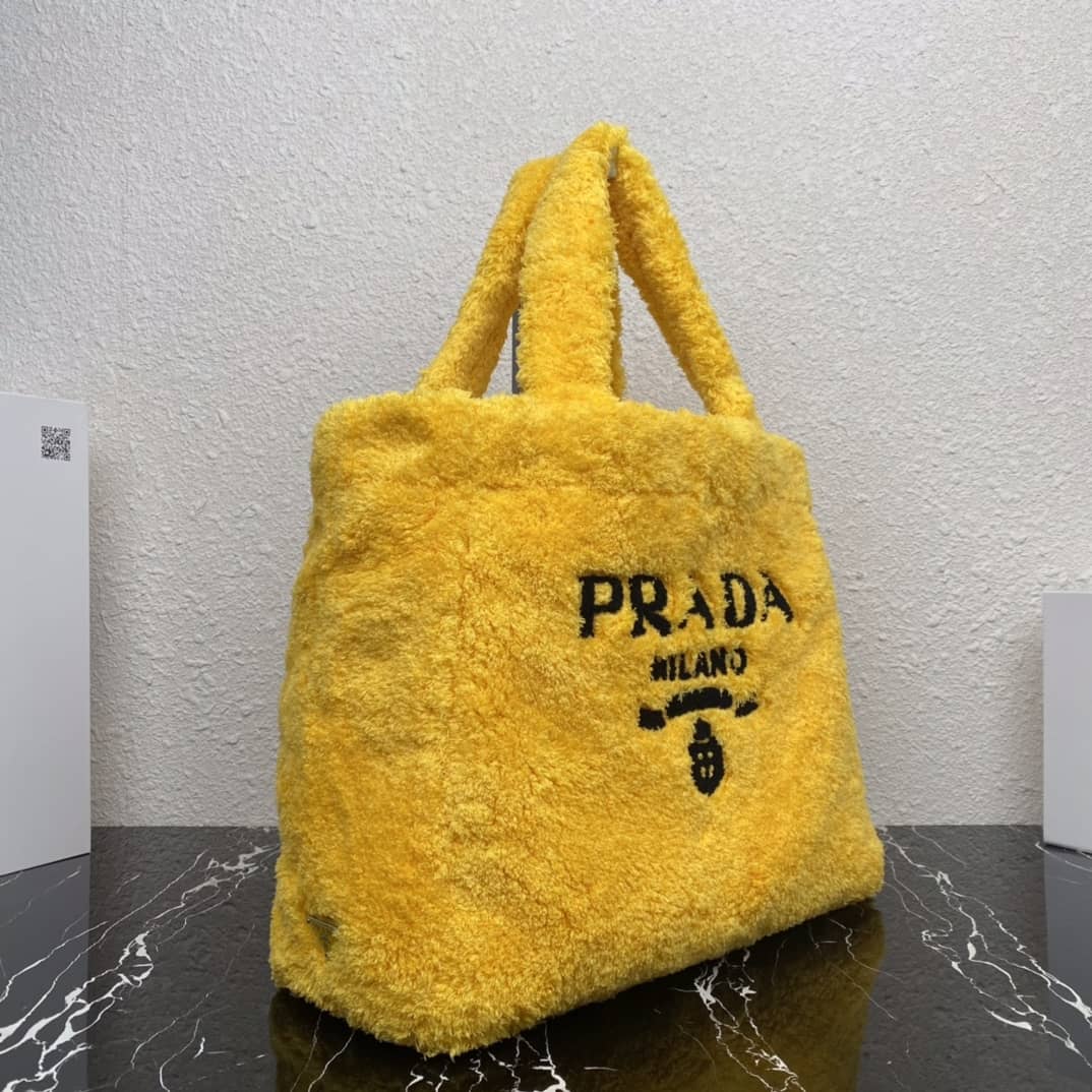 Replica Pra*as Shearling Tote Shoulder Bag(ColaReps)