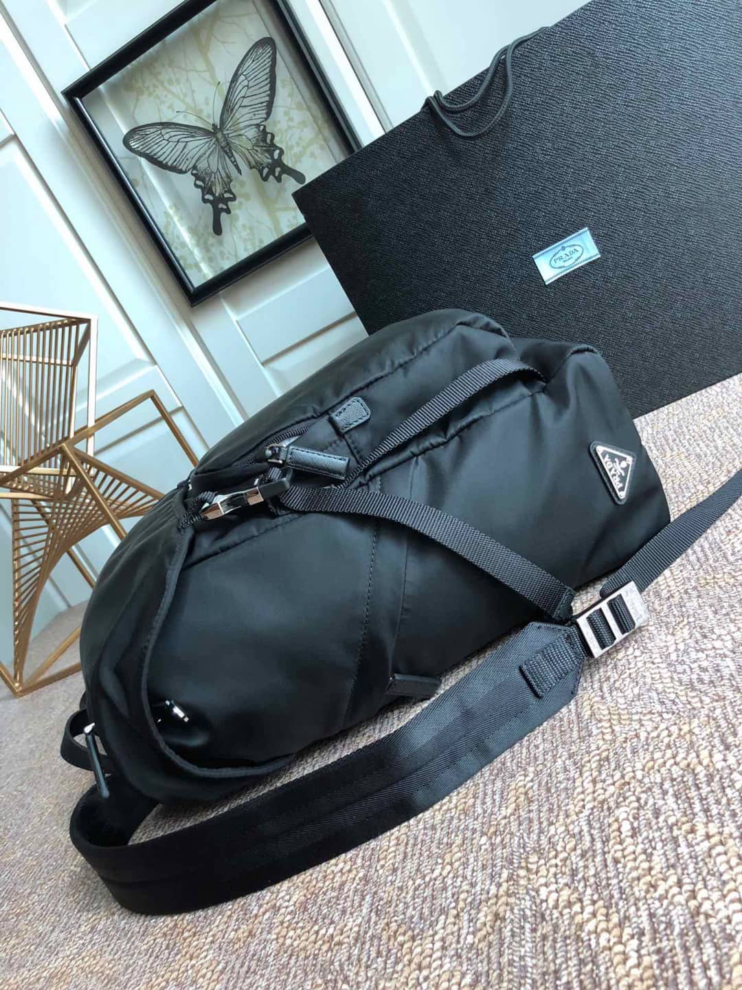 Pra*a Backpack Dupe Nylon Leather Replica
