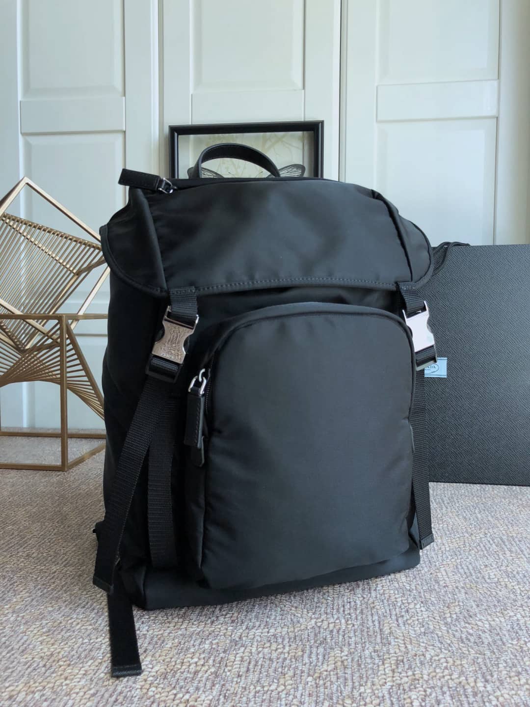 Pra*a Backpack Dupe Nylon Leather Replica