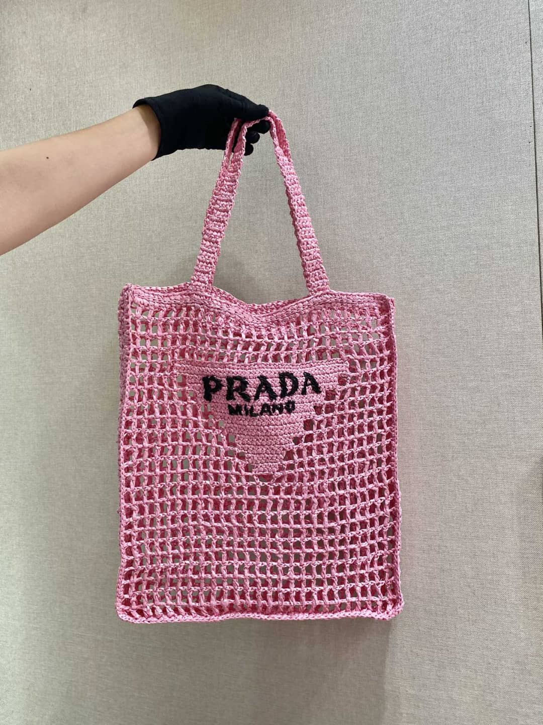 Pra*a Raffia Leather Replica Tote