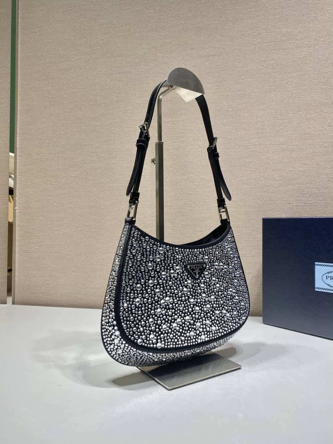 Replica Pra*as Cleo Satin Bag With Appliqusin In Wisteria