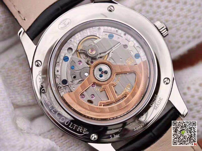 Replica Jaeger-LeCoultre Master Calendar 1558420 OM factory 1:1 Best Edition Swiss ETA866 Silver Dial Black calf leather strap