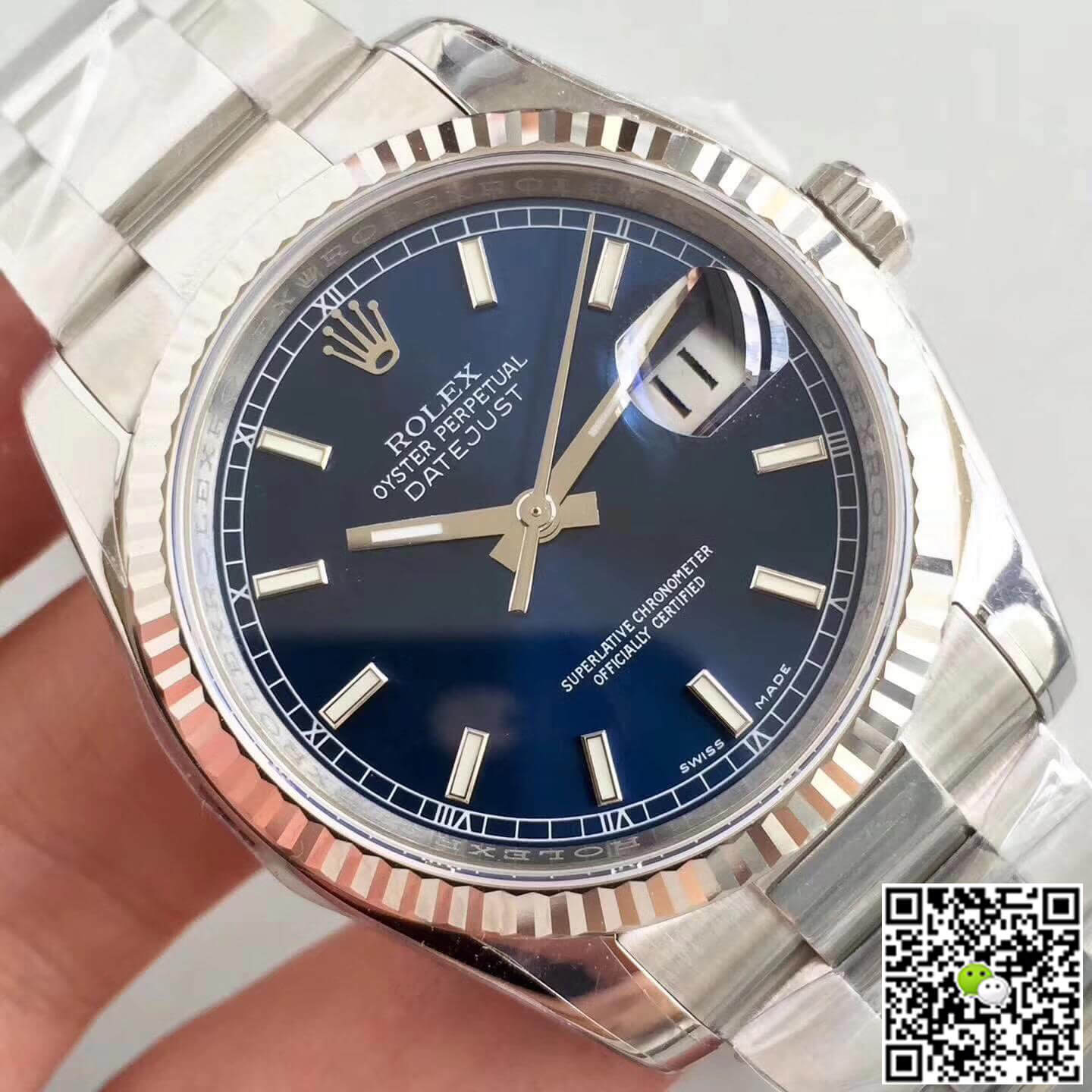 R01ex Dupe Datejust 36mm 116234 1:1 Best Edition Swiss ETA3135 Blue Dial Stick Marker