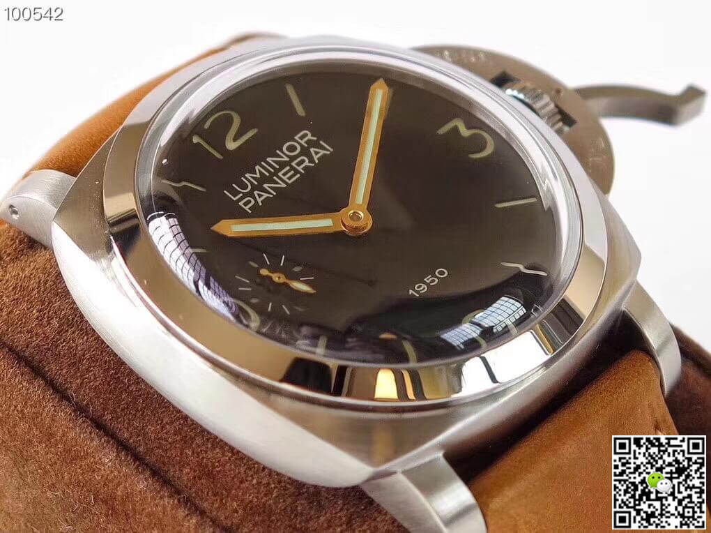 Pa*e*a1 Replica Luminor 1950 PAM127 ZF Factory 1:1 Best Edition Swiss ETA A6497 Brown Soft Tan Leather Strap