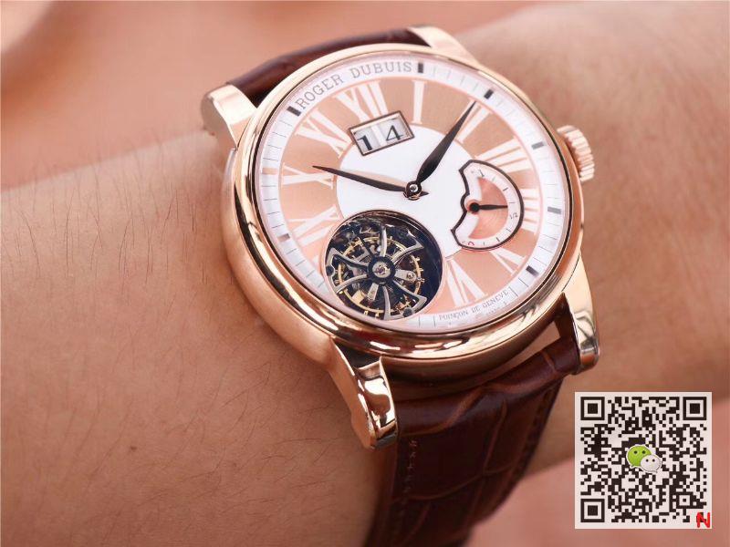 Replica Roger Dubuis Hommage RDDBHO0568 Tourbillon 1:1 Best Edition JB Factory Champagne Dial Swiss RD540