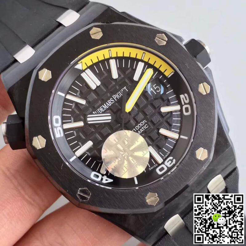 Replica Audemars P1g*et Royal Oak Offshore Diver 15706AU.OO.A002CA.01 JF Factory 1:1 Best Edition Swiss ETA3120 Black Dial