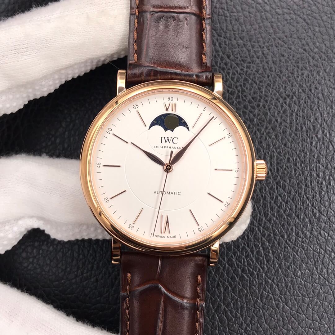 Replica IWC Portofino Moon Phase IW459401 1:1 Best Edition MKS Factory Rose Gold White Dial