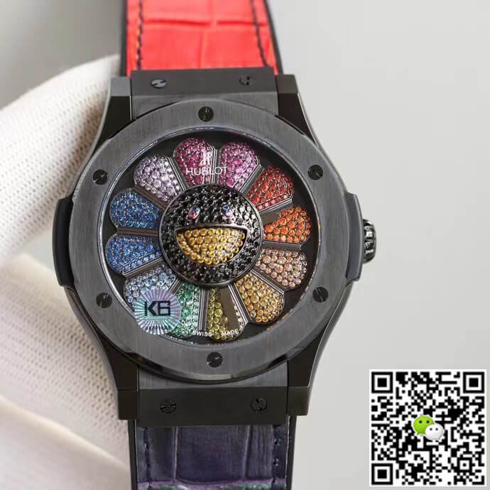 Replica Hublot Classic Fusion Takashi Murakami 507.CX.9000.RX.TAK21 1:1 Best Edition Sunflower Colored D1am0nd Dial