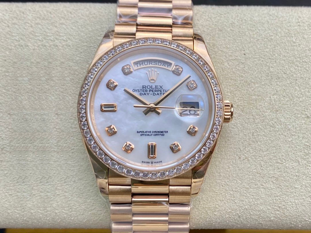 Replica R01ex Day Date 128238 1:1 Best Edition EW Factory V2 D1am0nd-set Bezel