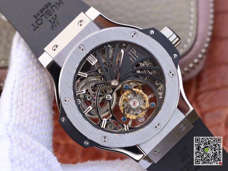 Replica Hublot Big Bang hollow tourbillon Swiss Seagull hand-winding tourbillon movement Skeleton Dial