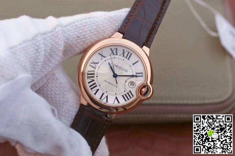 Replica Ballon Bleu De Ca*t1er 42 WGBB0017 V9 Factory 1:1 Best Edition Swiss ETA2824-2 Rosegold Wrapped Silver Dial