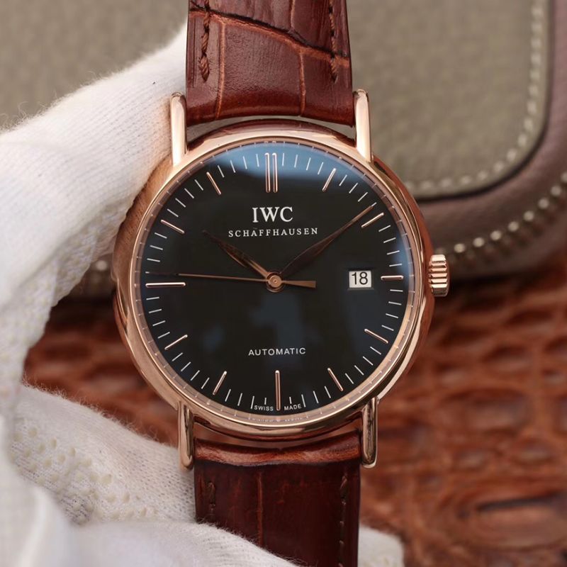 Replica IWC Portofino IW356504 TW Facroty 1:1 Best Edition Swiss ETA30110 18K Rose Gold Black dial