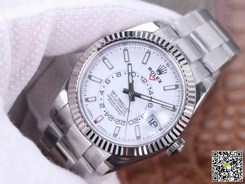 Replica R01ex Sky Dweller M326934-0001 1:1 Best Edition Noob Factory White Dial Swiss ETA9001
