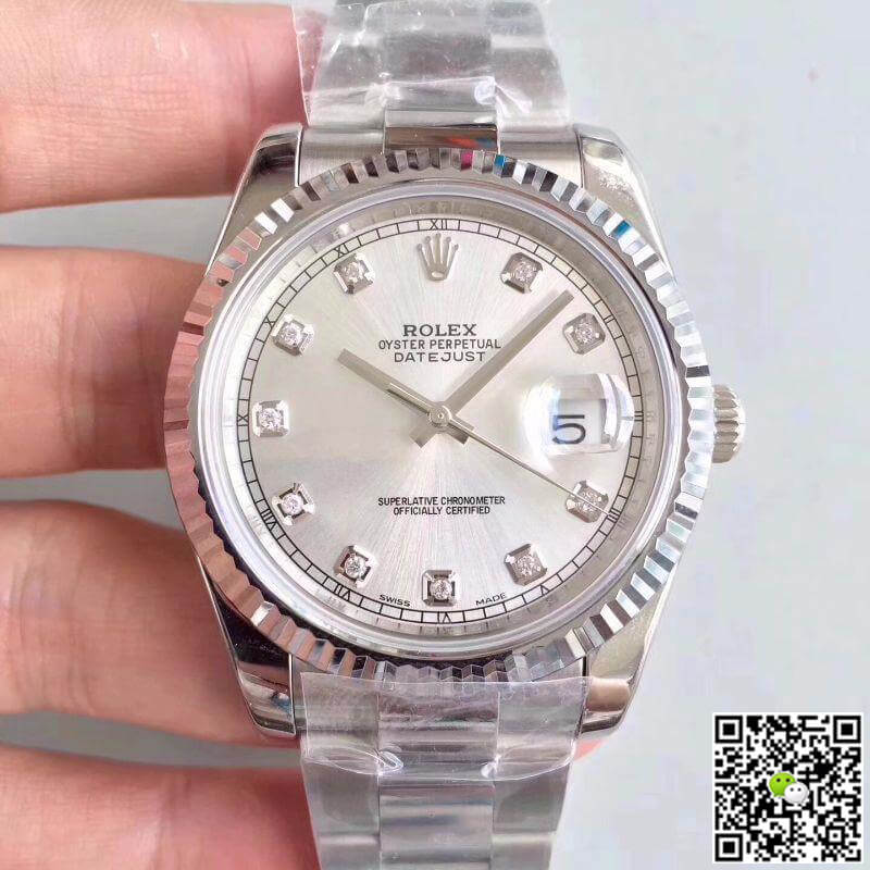 R01ex Dupe Datejust II 116334-0009 1:1 Best Edition Swiss ETA2836 Silver Dial D1am0nd Marker