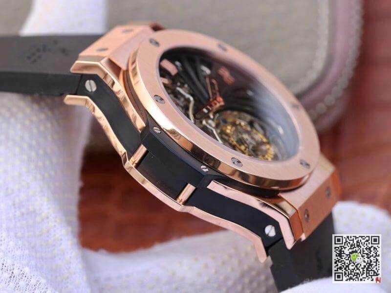 Replica Hublot Big Bang hollow tourbillon 1:1 Best Edition Swiss Seagull hand-winding tourbillon movement 18K Rose Gold