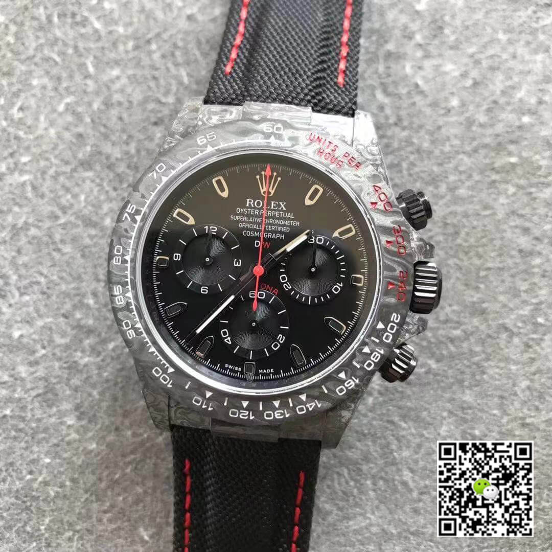 Replica R01ex Daytona Cosmograph Carbon Fiber Diw Customized Version 1:1 Best Edition Noob Factory Black Dial