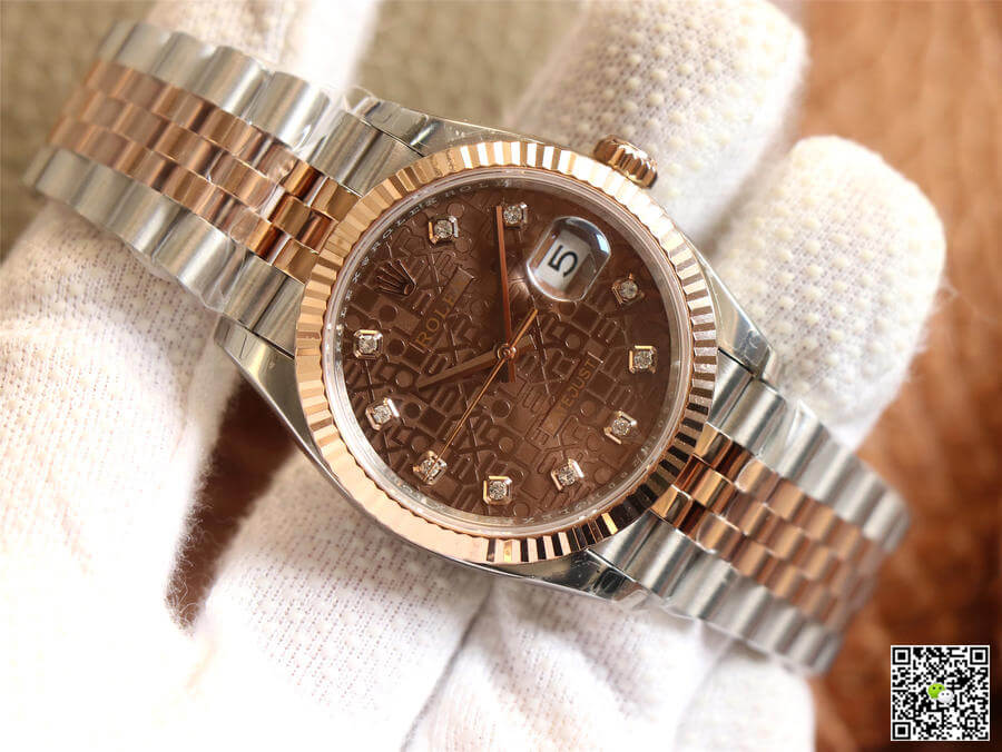 Replica R01ex Datejust M126231-0025 1:1 Best Edition EW Factory Rose Gold Chocolate Color Dial