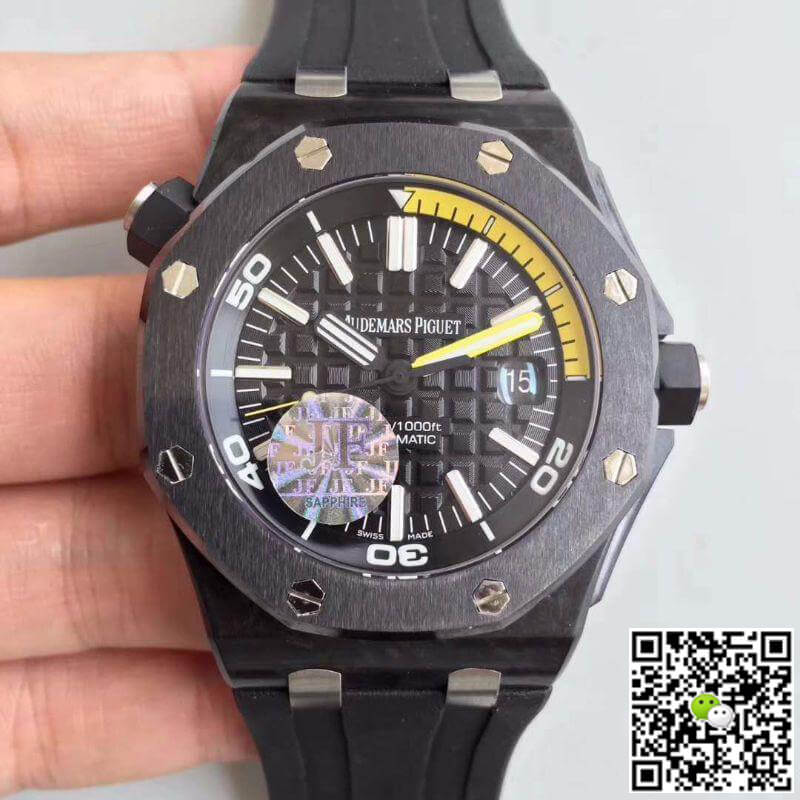 Replica Audemars P1g*et Royal Oak Offshore Diver 15706AU.OO.A002CA.01 JF Factory 1:1 Best Edition Swiss ETA3120 Black Dial