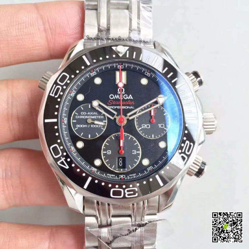 Replica 0me*ga Seamaster Diver 300M Chronograph 212.30.44.50.01.001 Mechanical Watches 1:1 Best Edition Swiss ETA7753 Black Dial