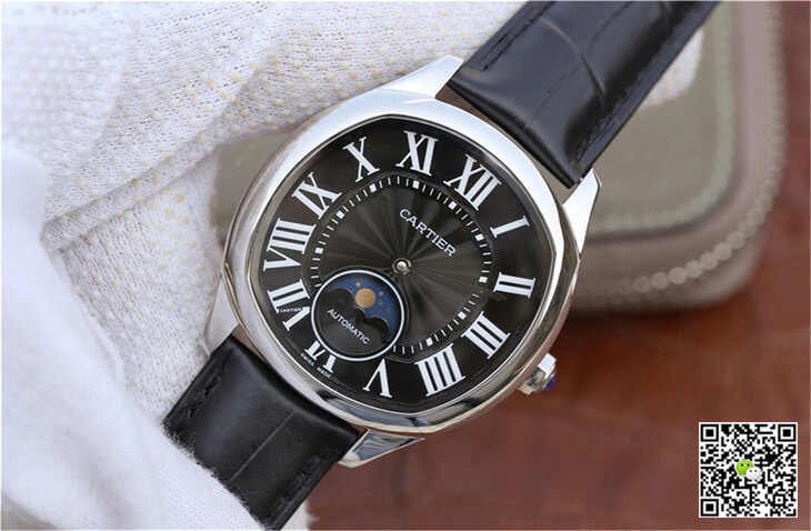 Replica Drive De Ca*t1er Moonphase WGNM0009 1:1 Best Edition Stainless Steel Black Dial