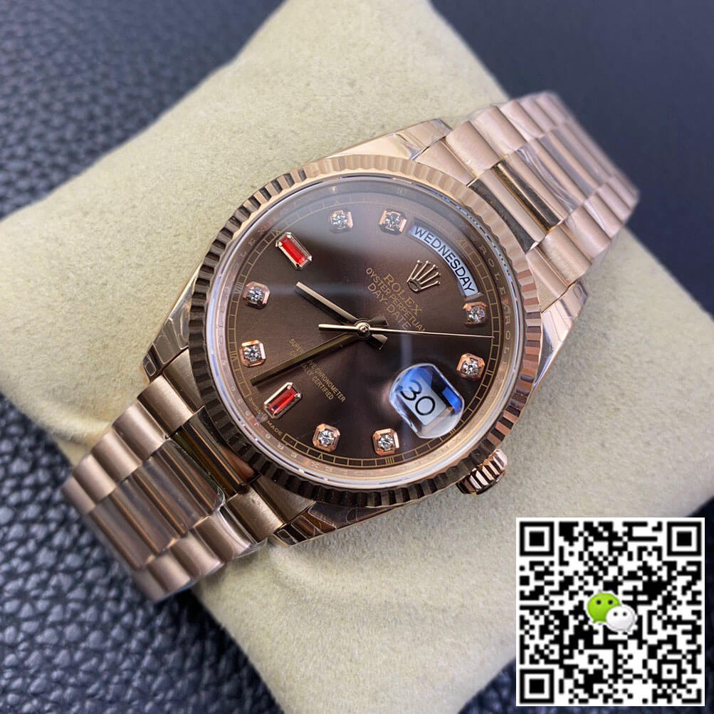Replica R01ex Day Date 118235 1:1 Best Edition EW Factory Brown Dial
