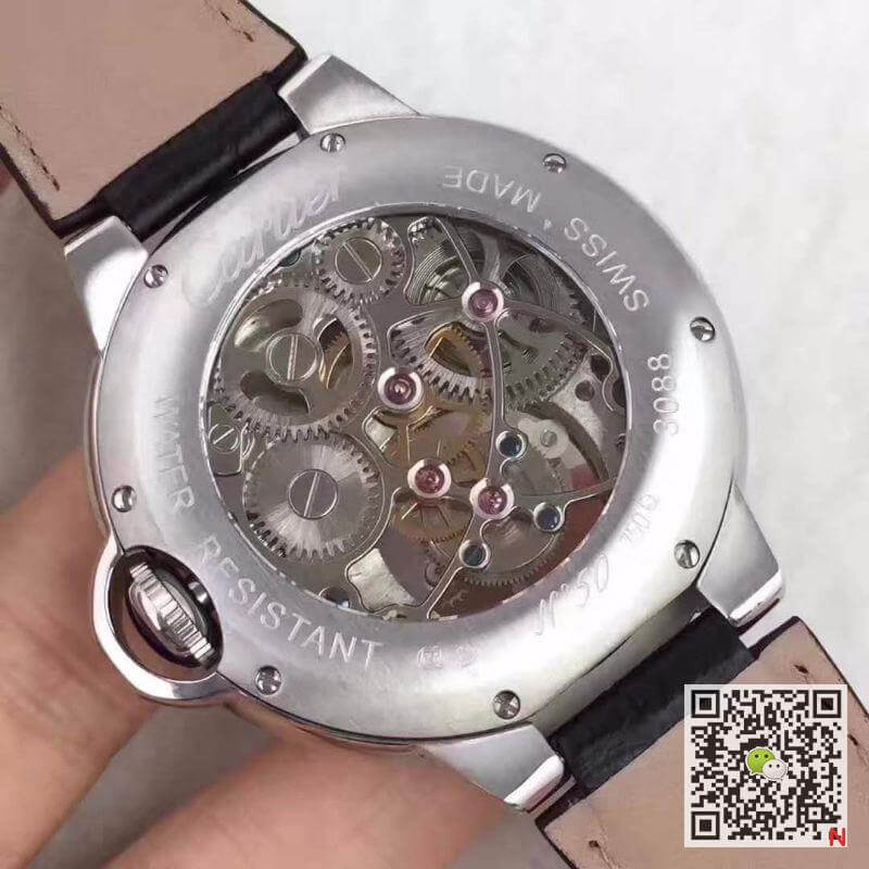 Replica Ballon Bleu De Ca*t1er Tourbillon 1:1 Best Edition Swiss Tourbillon D1am0nds bezel Black Leather Strap