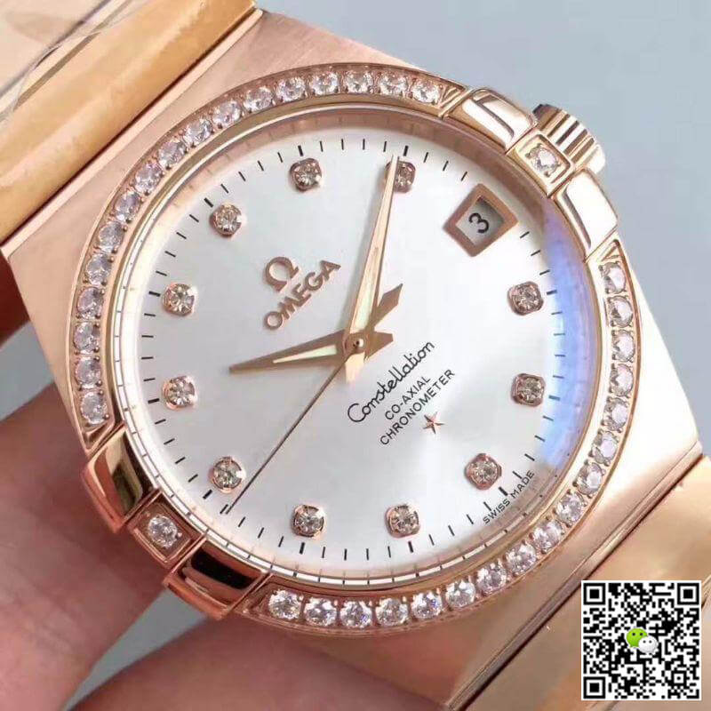 Replica 0me*ga Constellation 123.25.38.21.52.001 3S Factory 1:1 Best Edition Swiss ETA8500 18K Rose Gold Bracelet
