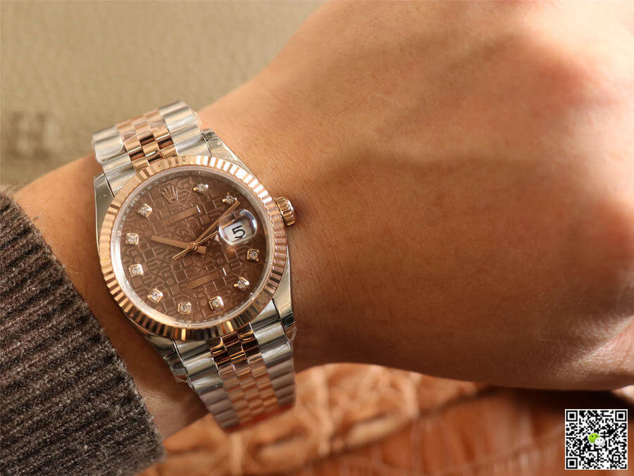 Replica R01ex Datejust M126231-0025 1:1 Best Edition EW Factory Rose Gold Chocolate Color Dial