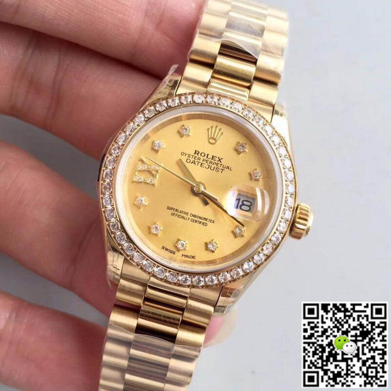 R01ex Dupe Lady Datejust 28mm 279138RBR 1:1 Best Edition Swiss ETA2824 Gold Wrapped