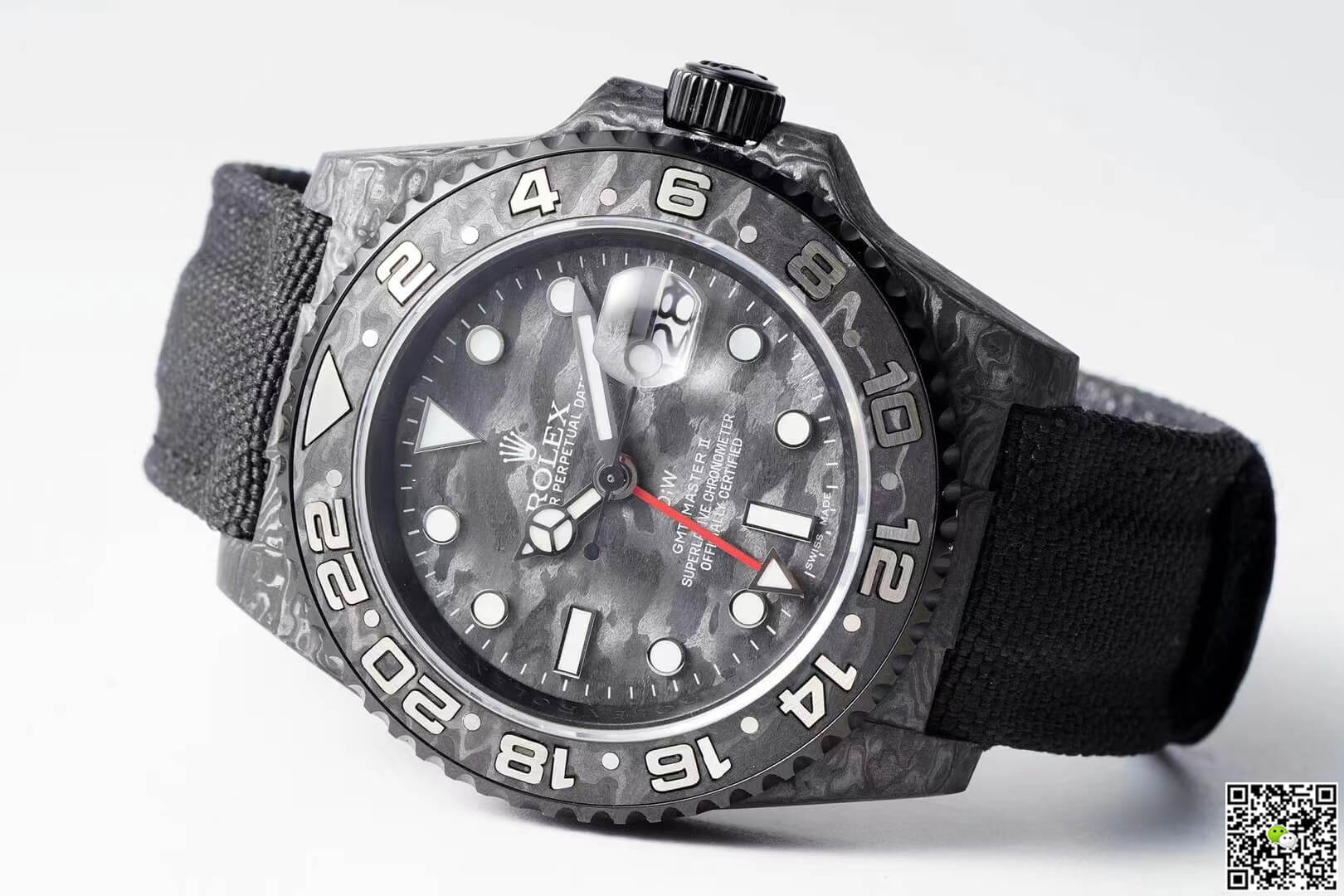 Replica R01ex GMT-MASTER II Diw 1:1 Best Edition Carbon Fiber Black Fabric Strap