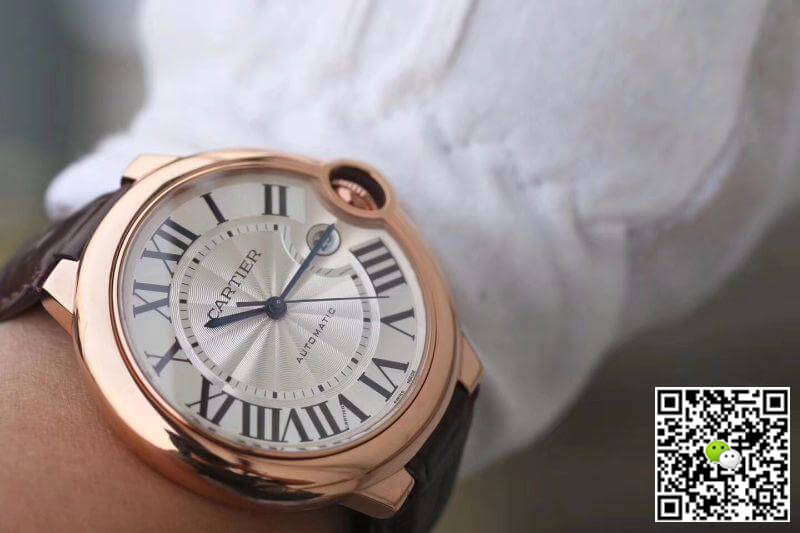 Replica Ballon Bleu De Ca*t1er 42 WGBB0017 V9 Factory 1:1 Best Edition Swiss ETA2824-2 Rosegold Wrapped Silver Dial