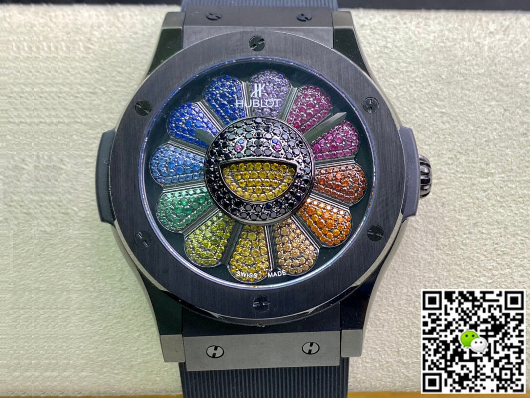 Replica Hublot Classic Fusion Takashi Murakami 507.CX.9000.RX.TAK21 1:1 Best Edition Sunflower Color Dial