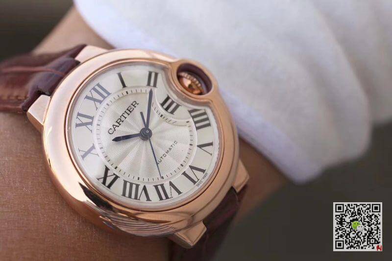 Replica Ballon Bleu De Ca*t1er 33mm Rosegold 1:1 Best Edition Brown Leather Strap Swiss ETA 2671