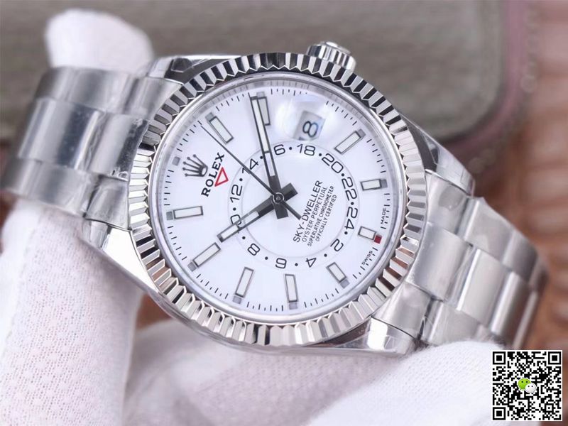 Replica R01ex Sky Dweller M326934-0001 1:1 Best Edition Noob Factory White Dial Swiss ETA9001