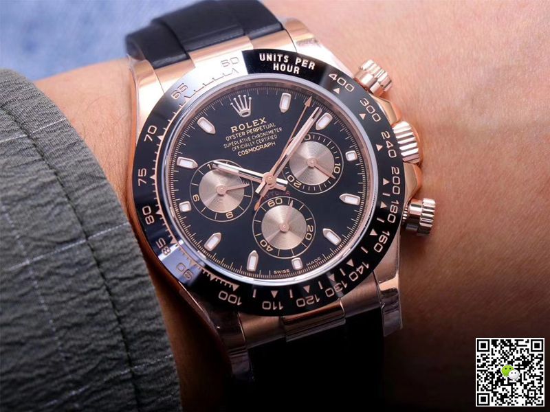 R01ex Daytona Replica M116515LN-0017 1:1 Best Edition Noob Factory Black Dial Swiss ETA4130