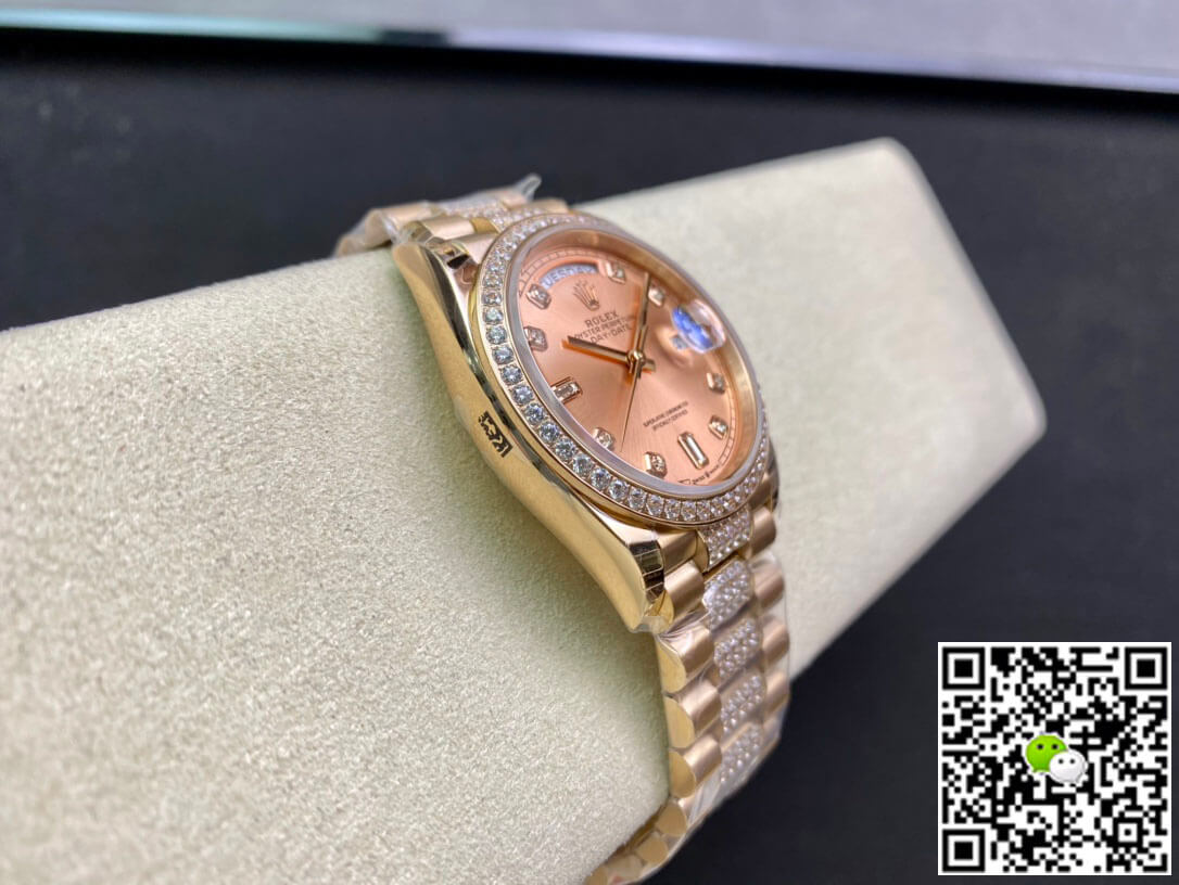 Replica R01ex Day Date M128345RBR-0020 1:1 Best Edition EW Factory Rose Gold Dial