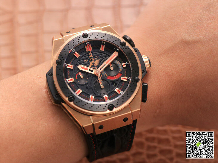 Hublot Replica King Power Ferrari F1 1:1 Best Edition V6 Factory Black Dial Rose Gold