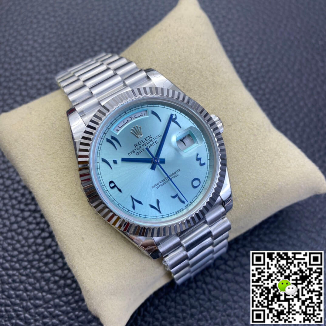 Replica R01ex Day Date 1:1 Best Edition BP Factory Middle East Custom Ice Blue Dial