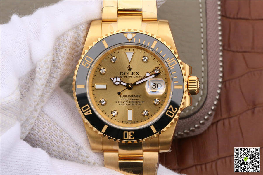 R01ex Submariner Replica 116618 1:1 Best Edition Noob Factory V7 Gild D1am0nd-Studded Dial