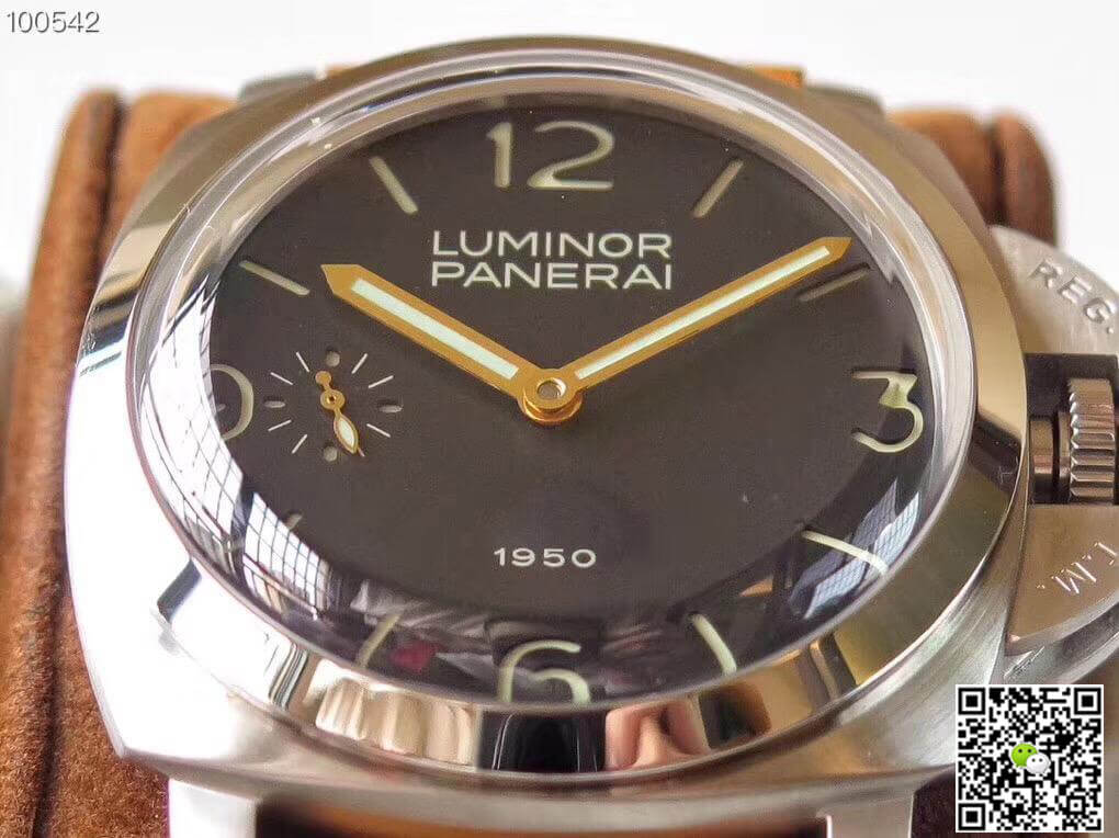 Pa*e*a1 Replica Luminor 1950 PAM127 ZF Factory 1:1 Best Edition Swiss ETA A6497 Brown Soft Tan Leather Strap