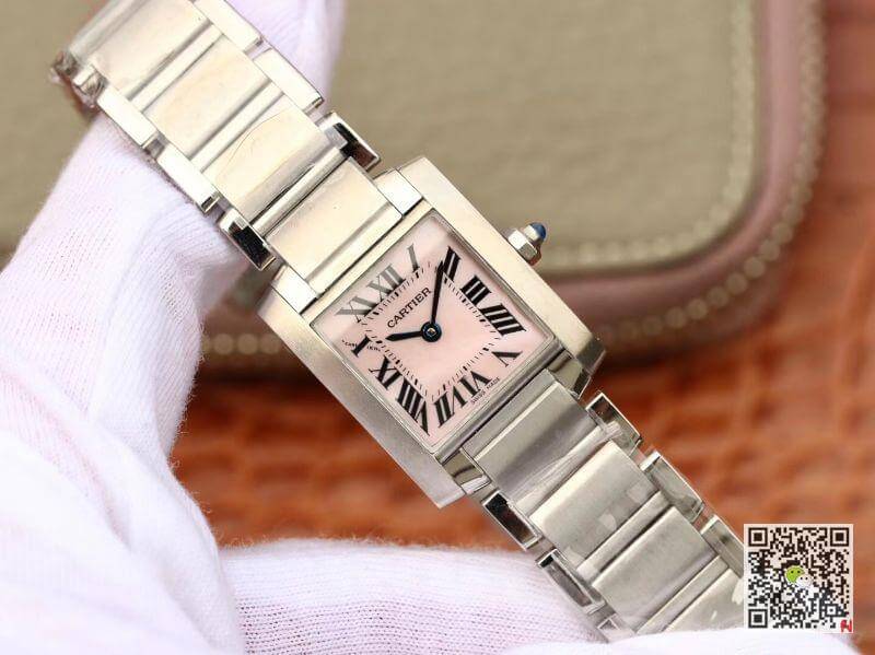 Ca*t1er Replica Tank Francaise W51028Q3 Pink MOP Dial Steel Ladies Watch 1:1 Best Edition Swiss Quartz